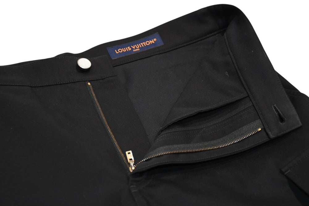 極美品 LOUIS VUITTON ルイヴィトン カーゴ パンツ RM261MQ コットン サイズ48 総柄 ブラック 中古 4b012148