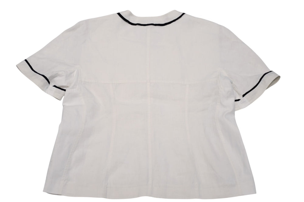 極美品 CHANEL シャネル VINTAGE ヴィンテージ 90's ベースボールシャツ ココマーク オフホワイト ブラック アーカイブ 中古 4b012550