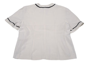極美品 CHANEL シャネル VINTAGE ヴィンテージ 90's ベースボールシャツ ココマーク オフホワイト ブラック アーカイブ 中古 4b012550