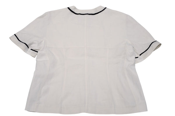 極美品 CHANEL シャネル VINTAGE ヴィンテージ 90's ベースボールシャツ ココマーク オフホワイト ブラック アーカイブ 中古 4b012550
