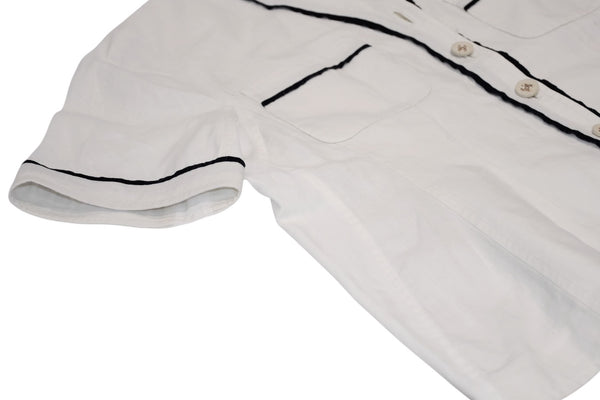 極美品 CHANEL シャネル VINTAGE ヴィンテージ 90's ベースボールシャツ ココマーク オフホワイト ブラック アーカイブ 中古 4b012550