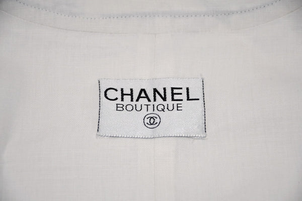 極美品 CHANEL シャネル VINTAGE ヴィンテージ 90's ベースボールシャツ ココマーク オフホワイト ブラック アーカイブ 中古 4b012550