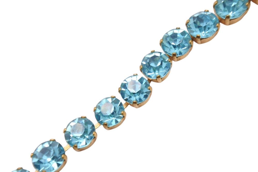 CHANEL Chanel Bracelet Vintage Coco Mark Gold Light Blue GP Rhinestone Good Condition Used 4b001241