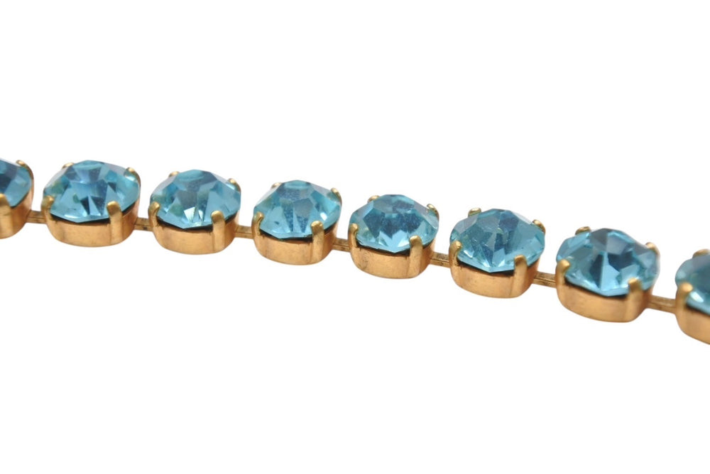 CHANEL Chanel Bracelet Vintage Coco Mark Gold Light Blue GP Rhinestone Good Condition Used 4b001241