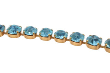 Load image into Gallery viewer, CHANEL シャネル ブレスレット ヴィンテージ ココマーク ゴールド 水色 GP ラインストーン 美品 中古 4b001241