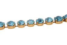 Load image into Gallery viewer, CHANEL シャネル ブレスレット ヴィンテージ ココマーク ゴールド 水色 GP ラインストーン 美品 中古 4b001241
