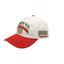 Load image into Gallery viewer, 新品同様 Supreme シュプリーム 24SS Italia 6-Panel Cap イタリア 6パネルキャップ ONE SIZE 58cm ホワイト レッド 刺繍 中古 4b013790
