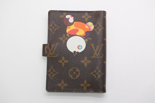 極美品 LOUIS VUITTON ルイヴィトン 手帳カバー アジェンダPM モノグラムパンダ 村上隆 R20011 ブラウン マルチカラー 中古 4b013437