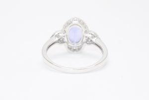 新品未使用 K18ホワイトゴールド リング 指輪 タンザナイト メレダイヤモンド 1.0ct 0.22ct 重量約3.50g K18WG刻印 サイズ13号 中古 4b013449