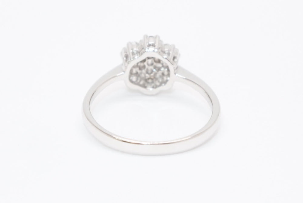 New and unused K18WG ring 0.5ct Weight approx. 2.80g Size 15 White gold Pave Diamond Silver Clear Used 4b013450