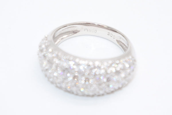 新品未使用 プラチナ リング 指輪 2.0ct 重量約9.18g サイズ15号 Pt900刻印 パヴェ ダイヤモンド シルバー クリア 中古 4b013447