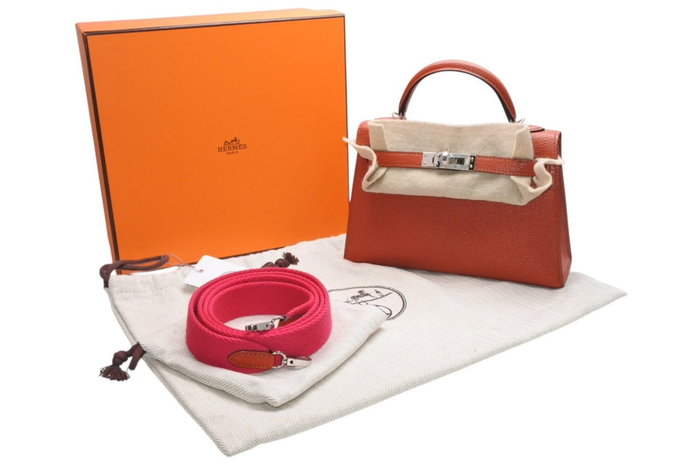 新品未使用 エルメス HERMES U刻印 ミニケリー2 キュイーブル ローズメキシコ シェーブル 外縫 2WAY ショルダーバッグ 中古 4b012546