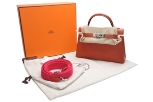 新品未使用 エルメス HERMES U刻印 ミニケリー2 キュイーブル ローズメキシコ シェーブル 外縫 2WAY ショルダーバッグ 中古 4b012546