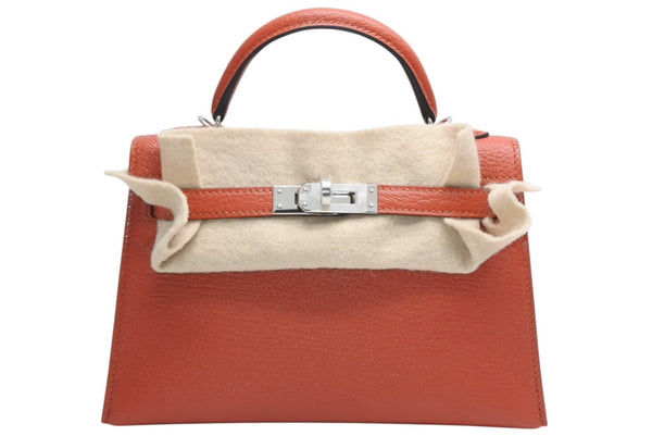 新品未使用 エルメス HERMES U刻印 ミニケリー2 キュイーブル ローズメキシコ シェーブル 外縫 2WAY ショルダーバッグ 中古 4b012546