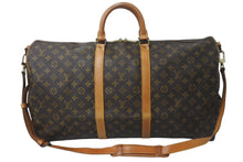 画像をギャラリービューアに読み込む, LOUIS VUITTON ルイヴィトン キーポルバンドリエール55 M41414 モノグラム PVC ヌメ革 ブラウン 美品 中古 4b001247