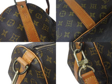 画像をギャラリービューアに読み込む, LOUIS VUITTON ルイヴィトン キーポルバンドリエール55 M41414 モノグラム PVC ヌメ革 ブラウン 美品 中古 4b001247