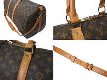 画像をギャラリービューアに読み込む, LOUIS VUITTON ルイヴィトン キーポルバンドリエール55 M41414 モノグラム PVC ヌメ革 ブラウン 美品 中古 4b001247