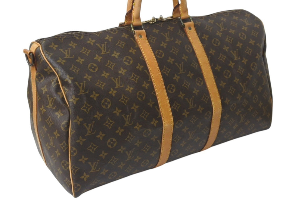 LOUIS VUITTON Keepall Bandouliere 55 M41414 Monogram PVC Tanned Leather Brown Good Used 4b001249