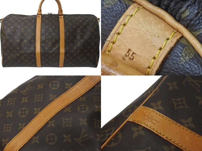 LOUIS VUITTON Keepall Bandouliere 55 M41414 Monogram PVC Tanned Leather Brown Good Used 4b001249