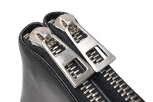 Load image into Gallery viewer, LOEWE ロエベ アナグラム ラウンドダブルジップファスナー ウォレット ブラック カーフレザー シルバー金具 中古 4b012576