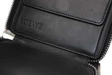 Load image into Gallery viewer, LOEWE ロエベ アナグラム ラウンドダブルジップファスナー ウォレット ブラック カーフレザー シルバー金具 中古 4b012576
