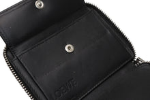 Load image into Gallery viewer, LOEWE ロエベ アナグラム ラウンドダブルジップファスナー ウォレット ブラック カーフレザー シルバー金具 中古 4b012576