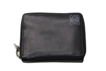 Load image into Gallery viewer, LOEWE ロエベ アナグラム ラウンドダブルジップファスナー ウォレット ブラック カーフレザー シルバー金具 中古 4b012576