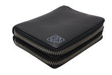 Load image into Gallery viewer, LOEWE ロエベ アナグラム ラウンドダブルジップファスナー ウォレット ブラック カーフレザー シルバー金具 中古 4b012576