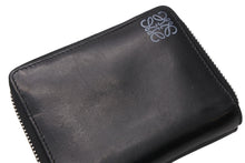 Load image into Gallery viewer, LOEWE ロエベ アナグラム ラウンドダブルジップファスナー ウォレット ブラック カーフレザー シルバー金具 中古 4b012576