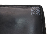 Load image into Gallery viewer, LOEWE ロエベ アナグラム ラウンドダブルジップファスナー ウォレット ブラック カーフレザー シルバー金具 中古 4b012576