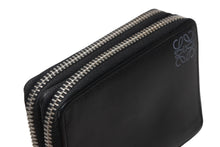 Load image into Gallery viewer, LOEWE ロエベ アナグラム ラウンドダブルジップファスナー ウォレット ブラック カーフレザー シルバー金具 中古 4b012576