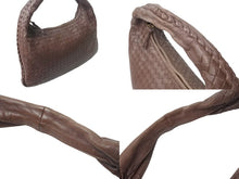 画像をギャラリービューアに読み込む, BOTTEGAVENETA ボッテガヴェネタ イントレチャート ホーボー ハンドバッグ イタリア製 レザー シルバー金具 ブラウン 美品 中古 4b001264