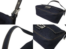 画像をギャラリービューアに読み込む, FENDI フェンディ マンマバケット ワンショルダーバッグ 26425 デニム レザー ネイビー シルバー金具 美品 中古 4b001265