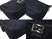 画像をギャラリービューアに読み込む, FENDI フェンディ マンマバケット ワンショルダーバッグ 26425 デニム レザー ネイビー シルバー金具 美品 中古 4b001265