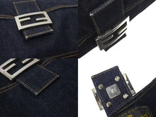 画像をギャラリービューアに読み込む, FENDI フェンディ マンマバケット ワンショルダーバッグ 26425 デニム レザー ネイビー シルバー金具 美品 中古 4b001265