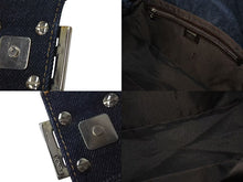 画像をギャラリービューアに読み込む, FENDI フェンディ マンマバケット ワンショルダーバッグ 26425 デニム レザー ネイビー シルバー金具 美品 中古 4b001265