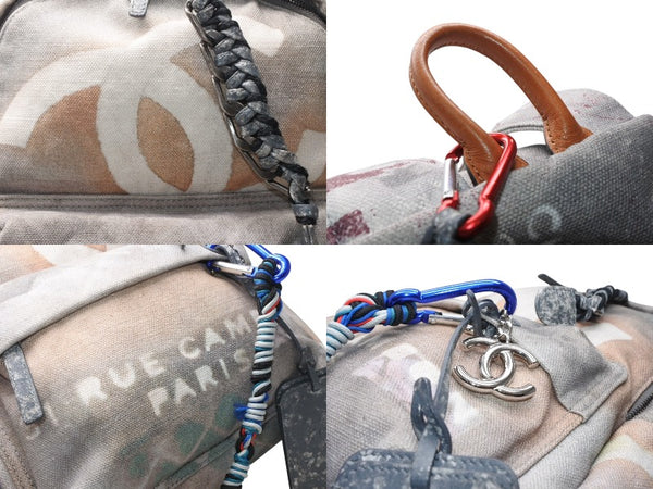 新品同様 激レア シャネル CHANEL A92352 2014年コレクション グラフィティ ペイント リュック グレー アクト2 中古 4b012722