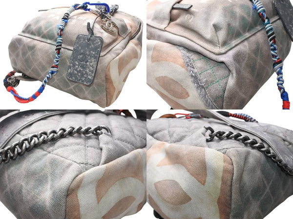 新品同様 激レア シャネル CHANEL A92352 2014年コレクション グラフィティ ペイント リュック グレー アクト2 中古 4b012722