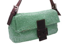 Load image into Gallery viewer, FENDI フェンディ マンマバケット ワンショルダーバッグ 26424 グリーン ビーズ レザー シルバー金具 良品 中古 4b008348