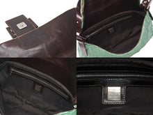 Load image into Gallery viewer, FENDI フェンディ マンマバケット ワンショルダーバッグ 26424 グリーン ビーズ レザー シルバー金具 良品 中古 4b008348
