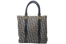 Load image into Gallery viewer, Christian Dior クリスチャンディオール トロッター スクエア ハンドバッグ 06RU1003 ネイビー レザー キャンバス ゴールド金具 良品 中古 4b012437