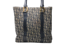 Load image into Gallery viewer, Christian Dior クリスチャンディオール トロッター スクエア ハンドバッグ 06RU1003 ネイビー レザー キャンバス ゴールド金具 良品 中古 4b012437