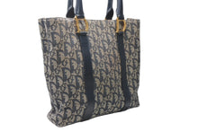 Load image into Gallery viewer, Christian Dior クリスチャンディオール トロッター スクエア ハンドバッグ 06RU1003 ネイビー レザー キャンバス ゴールド金具 良品 中古 4b012437