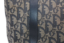Load image into Gallery viewer, Christian Dior クリスチャンディオール トロッター スクエア ハンドバッグ 06RU1003 ネイビー レザー キャンバス ゴールド金具 良品 中古 4b012437
