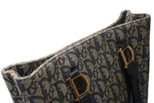 Load image into Gallery viewer, Christian Dior クリスチャンディオール トロッター スクエア ハンドバッグ 06RU1003 ネイビー レザー キャンバス ゴールド金具 良品 中古 4b012437