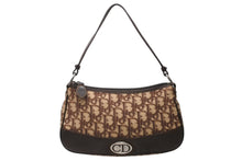 Load image into Gallery viewer, Christian Dior クリスチャンディオール トロッター ワンショルダーバッグ ベージュ ブラウン コットンキャンバス レザー シルバー金具 美品 中古 4b012731