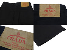 画像をギャラリービューアに読み込む, PRADA プラダ 5ポケット ベルベットデニムジーンズ GFP497 サイズ26S トライアングルロゴ 23AW ブラック 美品 中古 4b001285