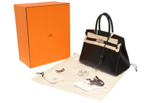 Load image into Gallery viewer, 新品同様 HERMES エルメス バーキン30 セリエ 外縫い ハンドバッグ B刻印 ヴォーエプソン ブラック シルバー金具 中古 4b012855
