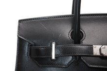Load image into Gallery viewer, 新品同様 HERMES エルメス バーキン30 セリエ 外縫い ハンドバッグ B刻印 ヴォーエプソン ブラック シルバー金具 中古 4b012855
