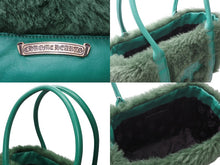 Load image into Gallery viewer, 新品未使用 CHROME HEARTS クロムハーツ ミニトートバッグ レザークロスパッチ ボア セメタリークロス グリーン レザー シルバー925 中古 4b012914